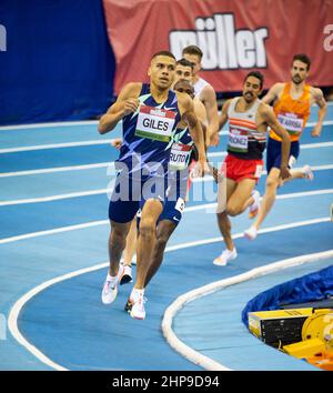 Samstag, 19. Februar 2022: ELLIOT GILES in den 800 Metern Herren beim Müller Indoor Grand Prix Birmingham in der utilita Arena Birmingham Stockfoto