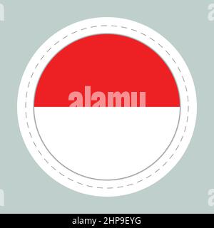 Sticker Ball mit Flagge von Indonesien. Runde Kugel, Vorlagensymbol. Indonesisches nationales Symbol. Glänzende realistische Kugel, 3D abstrakte Vektorgrafik Stock Vektor