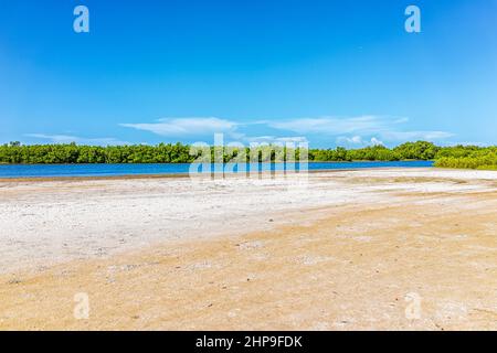 Tigertail Beach Zugang Lagune an sonnigen Sommertag niemand in der tropischen Landschaft in Marco Island in der Nähe von Naples Florida in Coller County Stockfoto