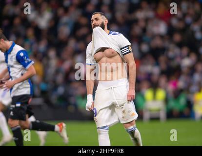 Madrid, Spanien. 19th. Februar 2022. Spanisches Fußballspiel der La Liga Real Madrid gegen Alaves im Santiago Bernabeu Stadion. Madrid February 19, 2022 Benzema 900/Cordon Press Credit: CORDON PRESS/Alamy Live News Stockfoto