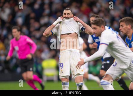 Madrid, Spanien. 19th. Februar 2022. Spanisches Fußballspiel der La Liga Real Madrid gegen Alaves im Santiago Bernabeu Stadion. Madrid February 19, 2022 Benzema 900/Cordon Press Credit: CORDON PRESS/Alamy Live News Stockfoto