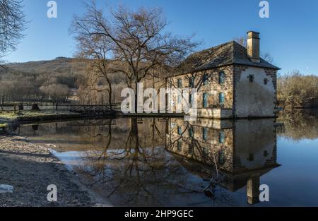 Lac du Causse en hiver - Moulin de Lissac Stockfoto