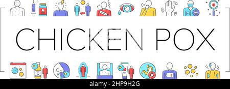 Chicken Pox Disease Collection Icons Set Vector . Stock Vektor