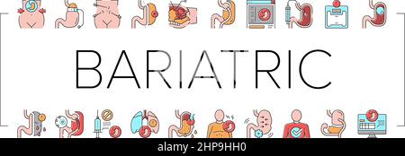 Sammlung Von Symbolen Für Die Adipositaschirurgie Set Vector . Stock Vektor