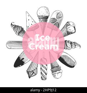 Muster mit Eis. Realistische Eis. Vector Illustration in Skizze Stil. Stock Vektor