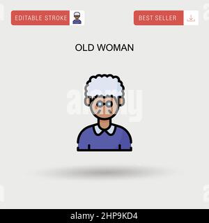 Alte Frau einfaches Vektor-Symbol. Stock Vektor