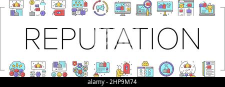 Reputation Management Collection Icons Set Vector . Stock Vektor