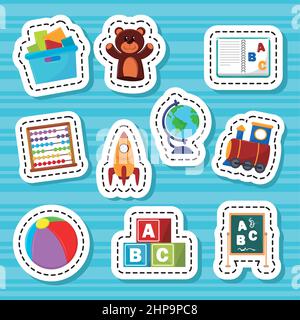 Symbole für Kindergartenaufkleber Stock Vektor