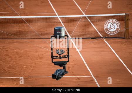 Illustration des Spidercam während des Doppel-Finales der Herren beim Roland-Garros 2021, Grand Slam Tennisturnier am 12. Juni 2021 in Roland-Garros Stockfoto