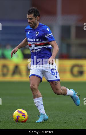 Genua, Italien, 19th. Februar 2022. Antonio Candreva von UC Sampdoria während der Serie A Spiel bei Luigi Ferraris, Genua. Bildnachweis sollte lauten: Jonathan Moscrop / Sportimage Stockfoto