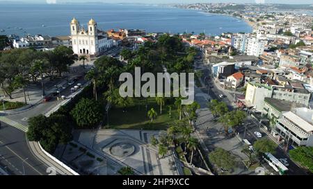 salvador, bahia, brasilien - 14. februar 2022: Luftaufnahme der Basilika Nosso Senhor do Bonfim in der Stadt Salvador. Stockfoto