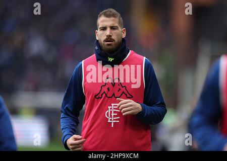 Genua, Italien, 19th. Februar 2022. Andrea La Mantia vom FC Empoli erwärmt sich während des Spiels der Serie A in Luigi Ferraris, Genua. Bildnachweis sollte lauten: Jonathan Moscrop / Sportimage Stockfoto