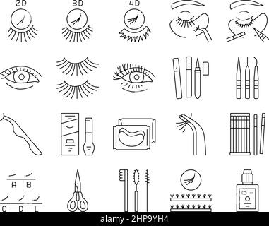 Wimpern Erweiterung Sammlung Icons Set Vector . Stock Vektor