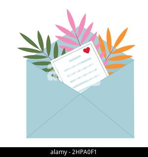 Liebesbriefe in einem Umschlag, Vektor-Illustration in einem modernen Design in einem flachen Stil Stock Vektor