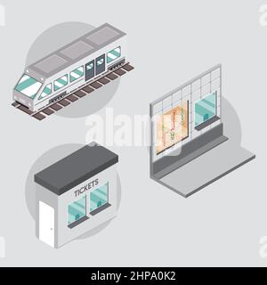 Isometrische U-Bahn-Set Stock Vektor