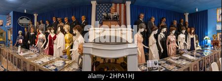 Panorama in der President's Hall of Fame mit dem Animatroniker Franklin D Roosevelt - Clermont, Florida, USA Stockfoto