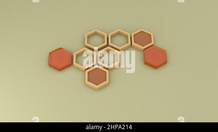Wabenwaben abstrakter Renderhintergrund, 3D Illustration Stockfoto