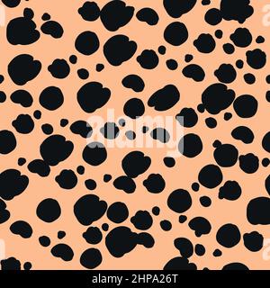 Zufällige Rind- oder Kuhflecken handgezeichnetes Design.Nahtloses Muster dalmatiner. Stock Vektor