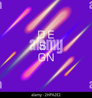 Abstrakter Vektorhintergrund mit Lichtzeilen und dunkler Kulisse mit leuchtenden Kometen, violette Karte Stock Vektor