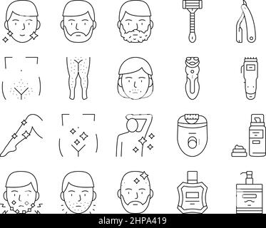Shave Treat Accessory Collection Icons Set Vector . Stock Vektor