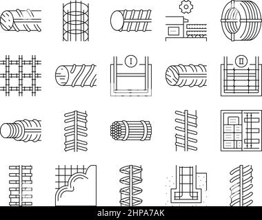 Rebar Bau Sammlung Icons Set Vektor . Stock Vektor