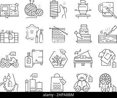 Diy Handwerk Handgefertigte Sammlung Icons Set Vektor . Stock Vektor