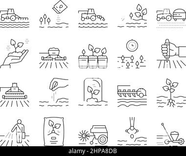 Aussaat Landwirtschaftliche Sammlung Icons Set Vektor . Stock Vektor