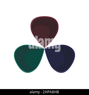 Gitarre Pick-Symbol. vektor-Illustration, rot, grün, blau auf weißem Hintergrund Stock Vektor