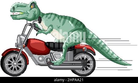 Tyrannosaurus rex Reiten Motorrad in Cartoon-Stil Illustration Stock Vektor