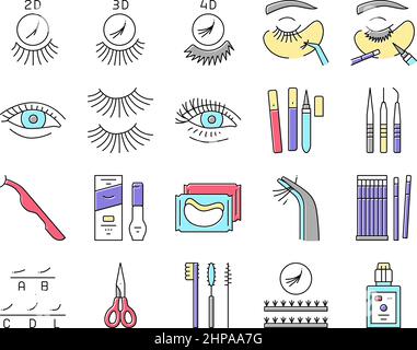 Wimpern Erweiterung Sammlung Icons Set Vector . Stock Vektor
