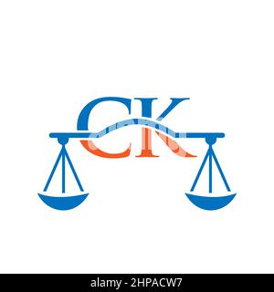 Anwaltskanzlei Buchstabe CK Logo Design. Rechtsanwalt, Justiz, Rechtsanwalt, Recht, Rechtsanwaltsdienst, Anwaltskanzlei, Maßstab. Gesetz-Logo auf CK-Letter-Zeichen Stock Vektor