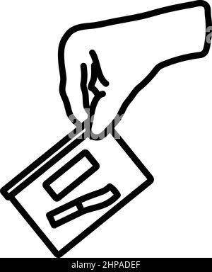 Symbol „Hand Halten: Beweisfach“. Auffälliges Design mit bearbeitbarer Konturbreite. Vektorgrafik. Stock Vektor