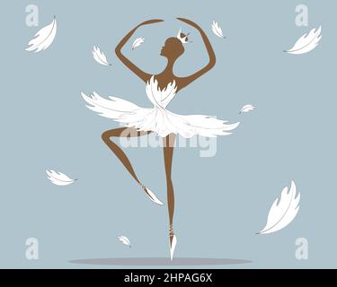 Eine schöne Ballerina. Die sanfte Dame in einem Tutu sind elegant und anmutig im Flug des Tanzes. Die Schönheit des Balletts Stock Vektor