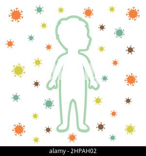 Das Immunsystem bekämpft die neuartige Coronavirus-Grippe, Bakterien, Viren und Luftverschmutzung Stock Vektor