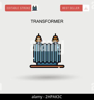 Einfaches Vektorsymbol für Transformator. Stock Vektor