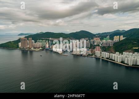 Hubschrauberflug mit Sui Sai Wan, Chai Wan und Pak Sha Wan, Hong Kong Island, 2008 Stockfoto