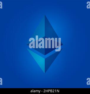 Ethereum-Symbol, blauer Hintergrundvektor Stock Vektor
