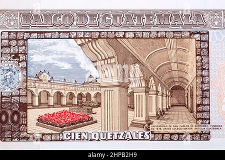 Universität von San Carlos aus Guatemala Geld - Quetzal Stockfoto