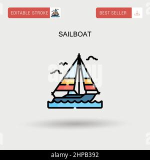 Einfaches Vektorsymbol für Segelboot. Stock Vektor