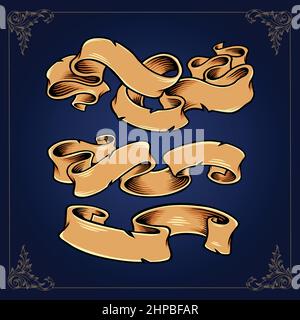 Vintage Bannerband Label klassische Kollektionen Vektor-Illustrationen für Ihre Arbeit Logo, Maskottchen Merchandise T-Shirt, Aufkleber und Label-Designs Stock Vektor