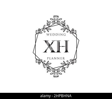 XH Initials Letter Hochzeit Monogram Logos Kollektion, handgezeichnete moderne minimalistische und florale Vorlagen für Einladungskarten, Save the Date, elegant Stock Vektor
