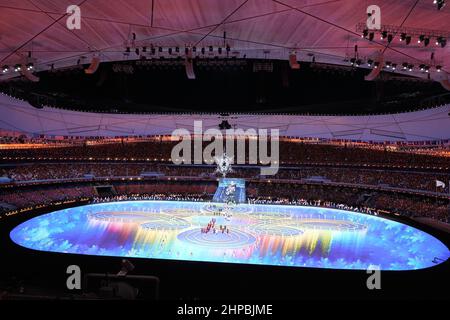 Peking, China. 20th. Februar 2022. Die Olympischen Abschlussfeiern beginnen im Nationalstadion bei den Olympischen Winterspielen 2022 in Peking am Sonntag, den 20. Februar 2022. Foto von Paul Hanna/UPI Credit: UPI/Alamy Live News Stockfoto