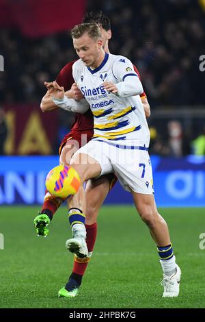 Rom, Italien. 19th. Februar 2022. Antonin Barak von Verona während des Fußballspiels Serie A, Stadio Olimpico, AS Roma gegen Verona, 19th. Februar 2022 Photographer01 Quelle: Independent Photo Agency/Alamy Live News Stockfoto