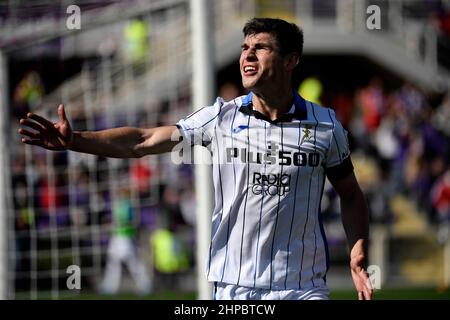 Ruslan Malinovskyj von Atalanta BC feiert nach einem Tor, das vom Schiedsrichter verboten wurde, während des Fußballspiels der Serie A 2021/2022 zwischen ACF Fiorentina und Atalanta BC im Artemio Franchi-Stadion in Florenz (Italien), 20th. Februar 2022. Foto Andrea Staccioli / Insidefoto Stockfoto