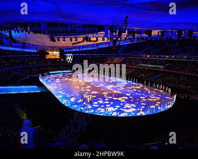 PEKING, CHINA - 20. FEBRUAR 2022 - die Abschlusszeremonie der Olympischen Winterspiele 2022 in Peking findet am 20. Februar 202 im Nationalstadion statt Stockfoto