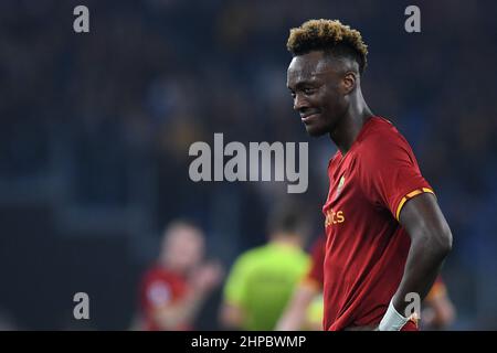 19th. Februar 2022 ; Stadio Olimpico, Rom, Italien; Serie A Fußball, AS Roma gegen Verona; Tammy Abraham von AS Roma Stockfoto