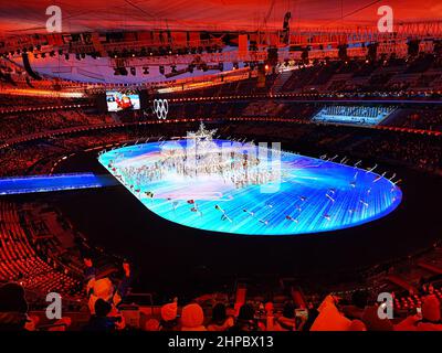 PEKING, CHINA - 20. FEBRUAR 2022 - die Abschlusszeremonie der Olympischen Winterspiele 2022 in Peking findet am 20. Februar 202 im Nationalstadion statt Stockfoto