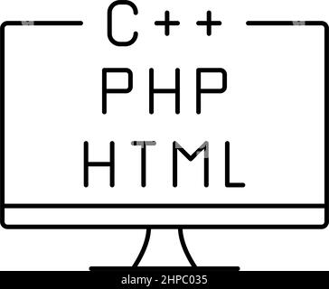 Codierung in verschiedenen Programmsprachen Liniensymbole Vektordarstellung Stock Vektor
