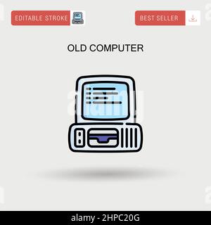 Einfaches Vektorsymbol für alten Computer. Stock Vektor