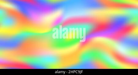 Schillerndes buntes, Holographisches, abstraktes Regenbogenmuster. Lebendiger Hintergrund im Stil von 80s und 90s. Farbstoff-Grafik-Gradienteneffekt. Einhorn-Wand Stock Vektor